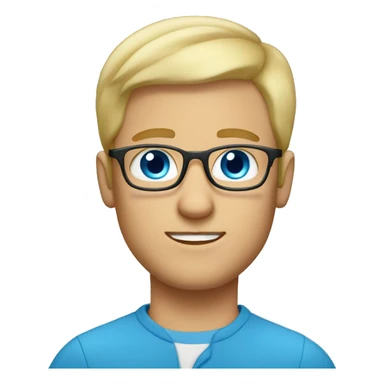 Blond guy with facial hair, eyeglasses and blue eyes sticker