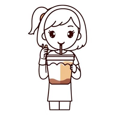 girl drinking ice cappuccino  sticker