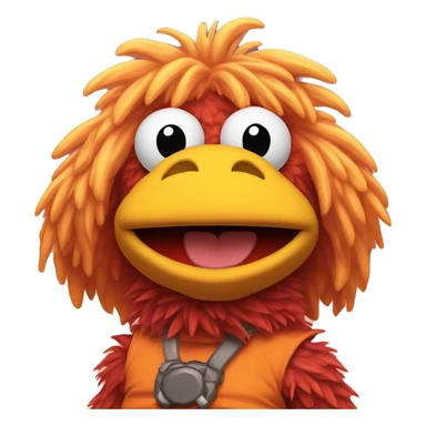 Detailed image of  fraggle rocks hot muscle trainer sunset colored sticker