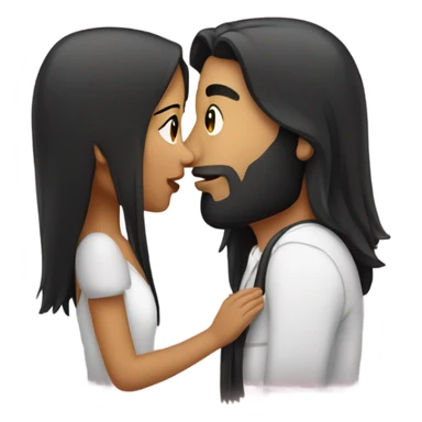 Guy with long black hair kissing Filipina girl sticker
