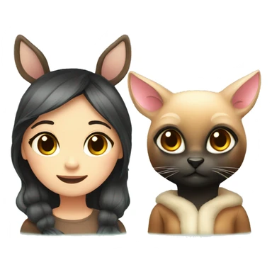 cute female deer and cute female black cat sticker