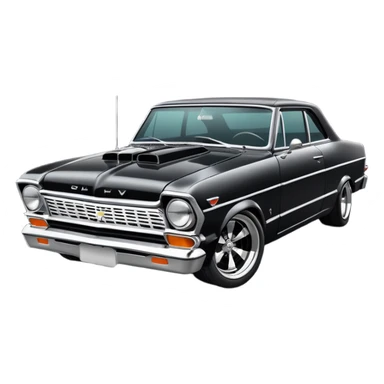 Catwoman’s  black-chrome 1965 Chevy Nova SS street rat rod sticker