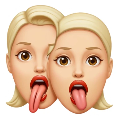 woman with two heads sticking out their tongues sticker