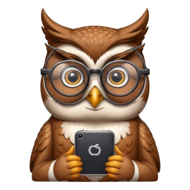 Generate a beautiful smart owl with a smart device sticker