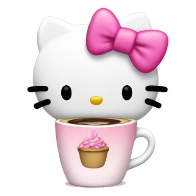 Hello kitty with a pink bow at a all all pink and white coffee shop sticker