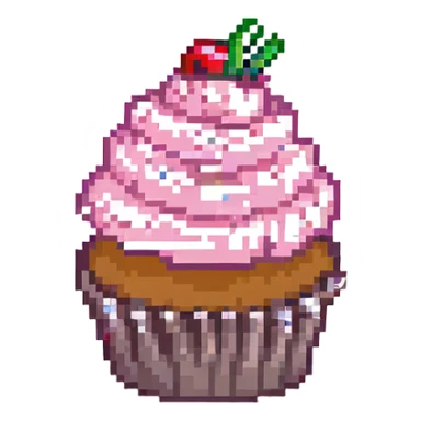 a cupcake with pink icing sticker