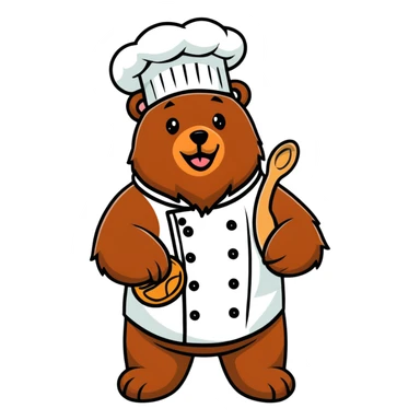 Grizzly bear wearing a chef hat  sticker
