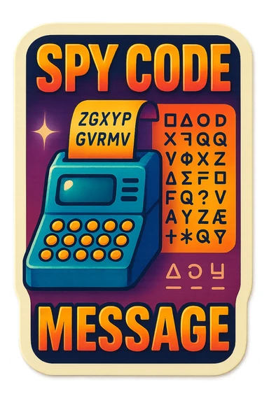 A spy code message sticker with a vintage design and colorful details sticker