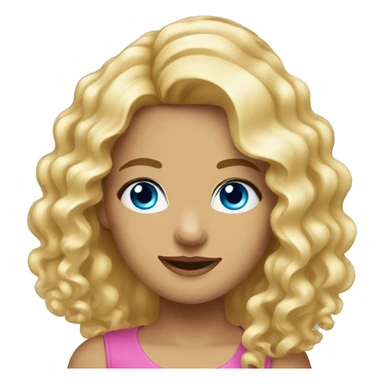 Girl with blue eyes long curly blonde hair wearing a party hat   sticker