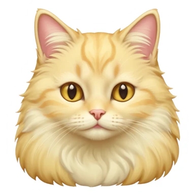 Light yellow fluffy cat with white neck sticker