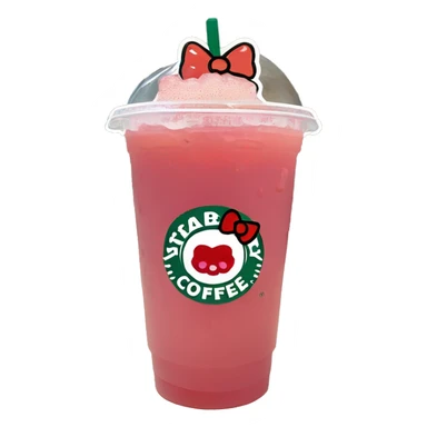 hello kitty starbucks strawberry drink sticker