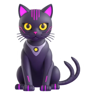 cybercat with metallic body and LED eyes sticker