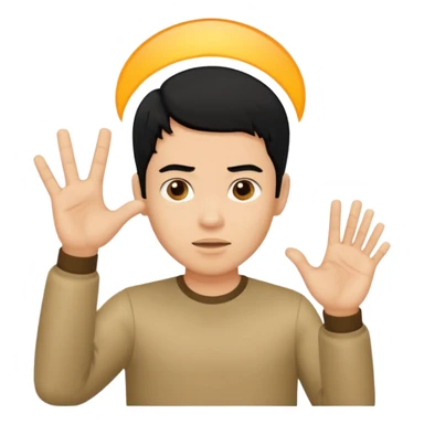 light skin black hair man gesturing no sticker