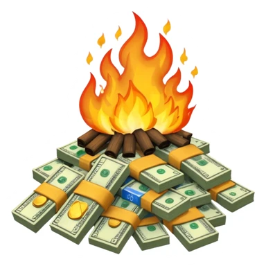 Burning money sticker