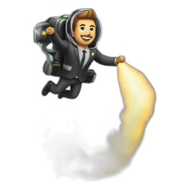 suit man flying jetpack sticker