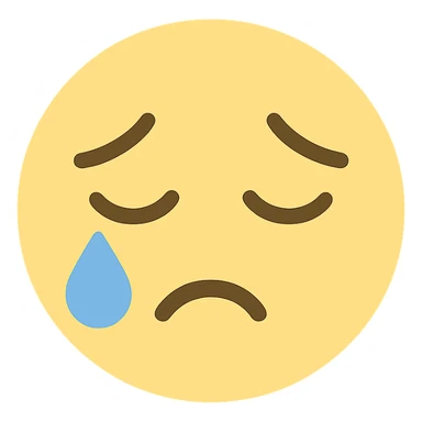 wistful crying face colored icon with single tear and gentle expression sticker