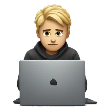 feeling sad boy with laptop sticker