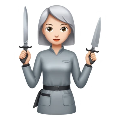 Women standing with a knife behind their back sticker