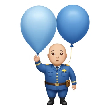 bald a bit fat man in a blue uniform on a ballon sticker