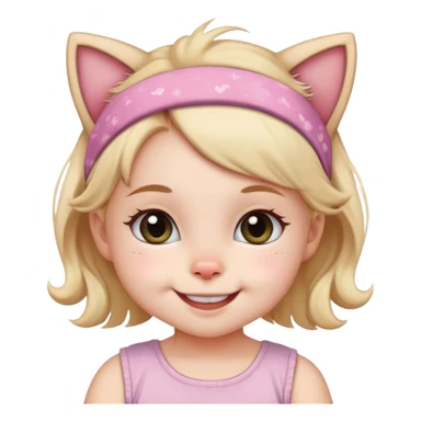 Toddler girl wearing a cat headband and have a cute smile  sticker