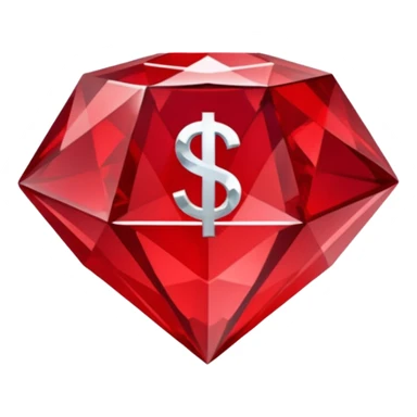 Red crystal with a $ drawn in the center of the crystal. sticker