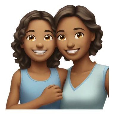 happy girl with daughter smiling sticker