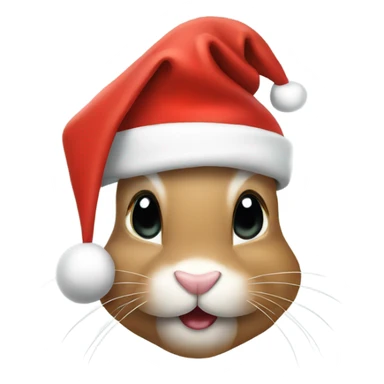 Bunny wearing a Christmas hat sticker