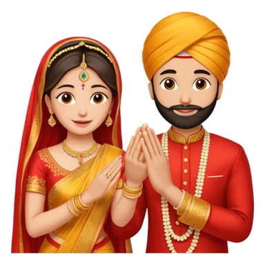 Two hands in a engagement..One hand of groom and one hand of bride. Bride dress - red/yellow saree. groom- light orange punjabi (oonly hands will be visible in the image) sticker