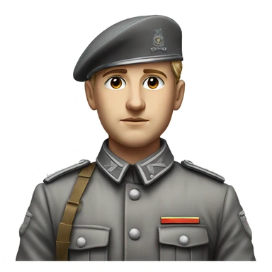 photorealistic 30 years old german soldier the middle of the XX century gray uniform detailed face with wrinkles, closed mouth, small eyes  sticker