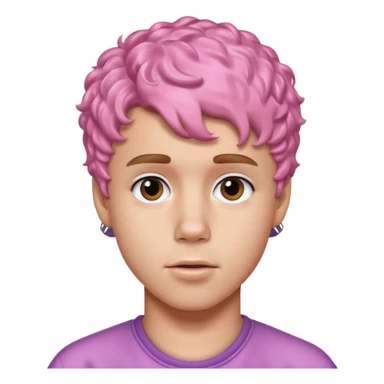justin bieber with pink short curly hair sticker
