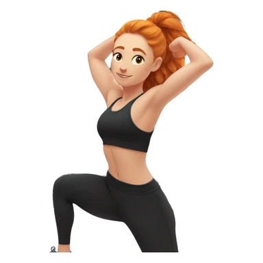 Aesthetic cute Ginger girl in black gym fit full body stretching  sticker