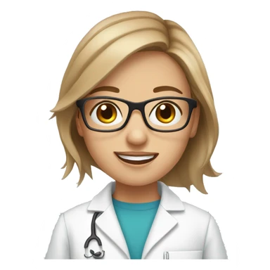Blue eyed, ligh brown hair, pharmacist girl with glasses  sticker