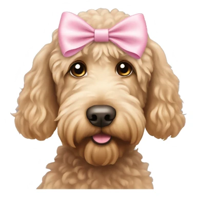 Labradoodle with a Light pink bow on its head sticker