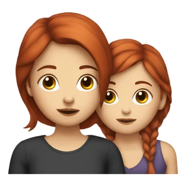 A girl with brown hair kissing a girl with red hair  sticker