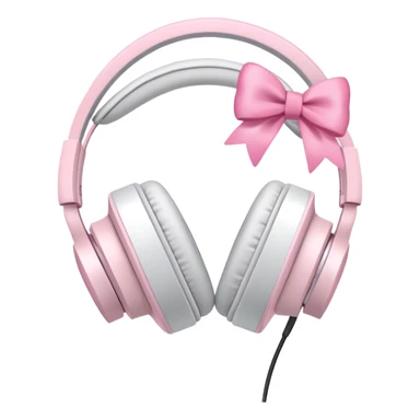 White aesthetic headphones with pink bow sticker