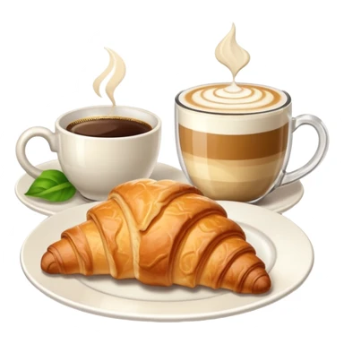 Croissant and capuccino breakfast sticker