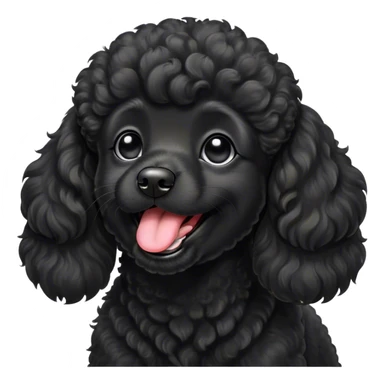 Cinematic Cute Yawning Black Poodle Portrait Emoji, Head tilted slightly with a dramatic, wide-open yawn, displaying a soft, curly jet-black Fur with a refined texture, floppy ears slightly drooping, round dark eyes barely open in drowsy contentment, Simplified yet irresistibly adorable features, highly detailed, glowing with a soft, cozy glow, high shine, relaxed yet expressive, stylized with a touch of whimsy, bright and endearing, soft glowing outline, capturing the essence of a sleepy yet affectionate companion, so drowsy it feels like it could stretch right out of the screen and curl up for a nap! sticker