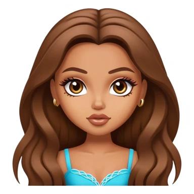 pretty bratz baddie, long brown hair sticker