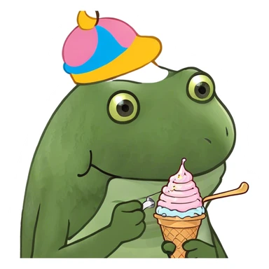 Panda eating ice cream sticker