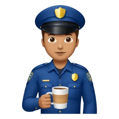 police man holding coffe sticker