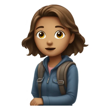 Brown hair girl looking into sky with stairs  sticker