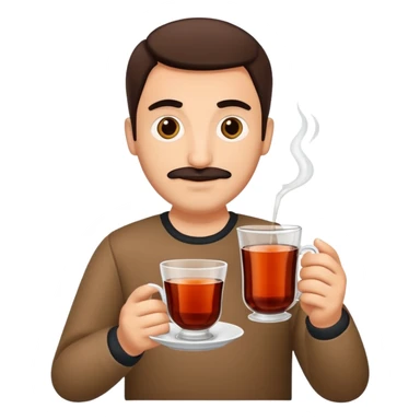 man holding turkish tea sticker