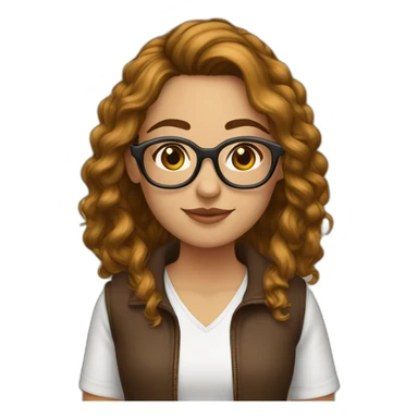 joven mujer blanco cabello marron y lentes sticker