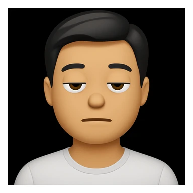 Edit the face of the character in the original emoji style to look bored, with half-closed eyes and a neutral mouth. Maintain the style and colors consistent with the original emoji. sticker