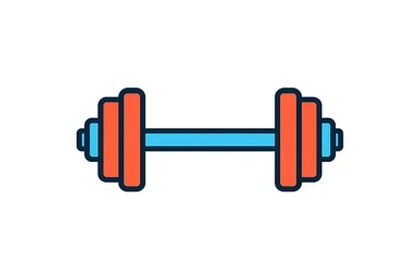 levantamiento de pesas olímpico, barra olímpica y discos, estilo icono colorido con contorno sticker