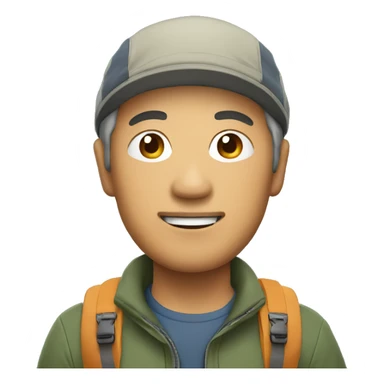 middle aged asian man with hiking outfit sticker