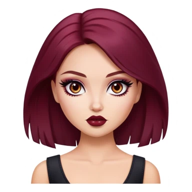 dark winered hair, pretty eyes, pretty makeup, pretty bratz baddie sticker