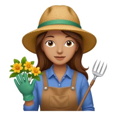 long brown hair woman Gardening sticker