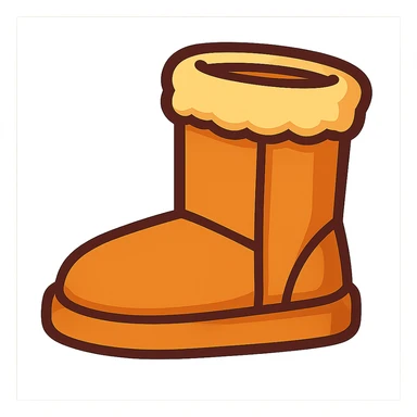 an UGG boot, cartoon style, soft and rounded, tan color sticker