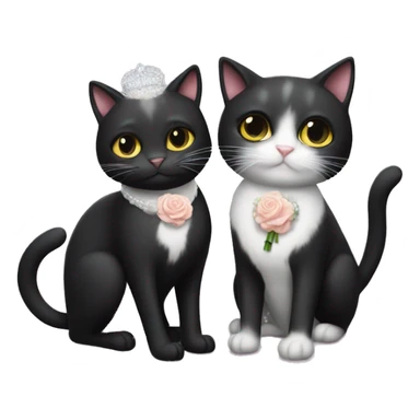 Black cat getting married to white cat sticker